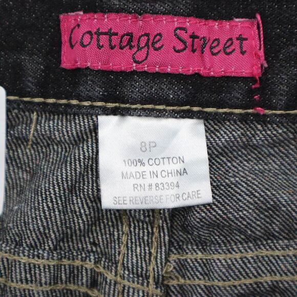 Cottage Street Pants Womens 8P Black Denim Flat Front Straight Leg Jeans - Picture 2 of 13